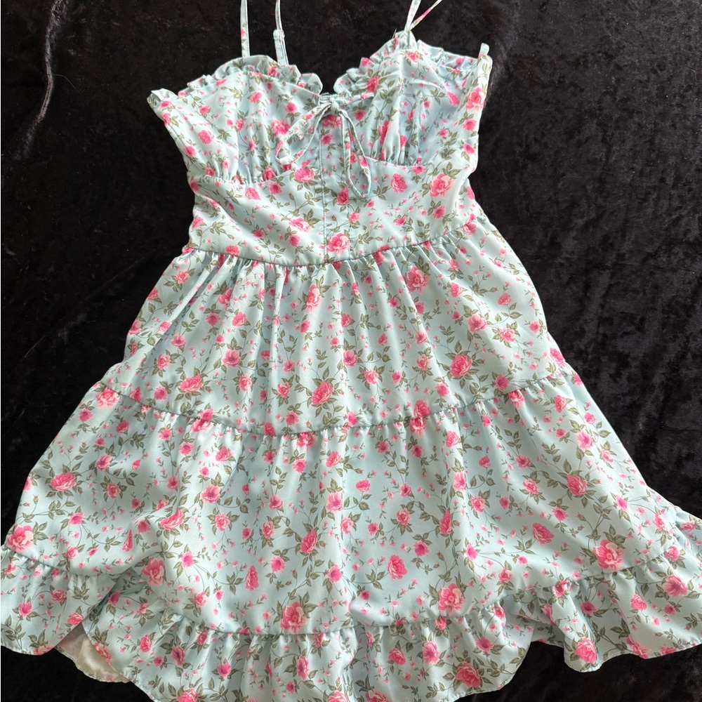Baby blue floral mini dress